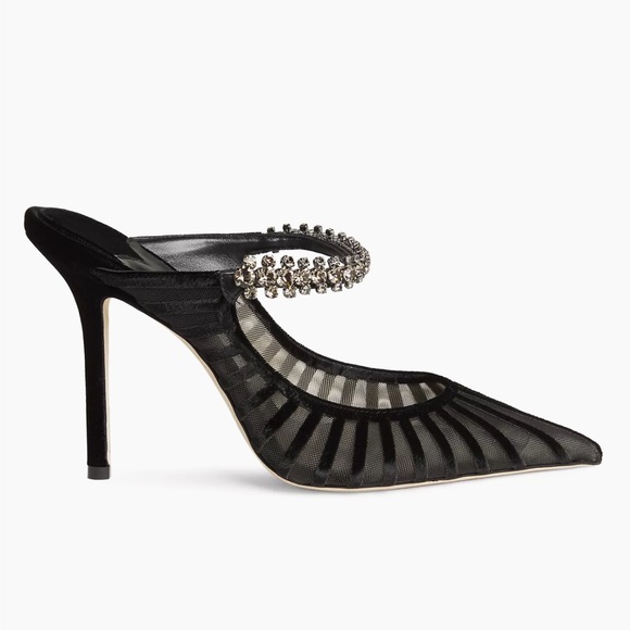 Jimmy Choo Bing 100MM Crystal-Embellished Mesh Mules 37 - Picture 2 of 12